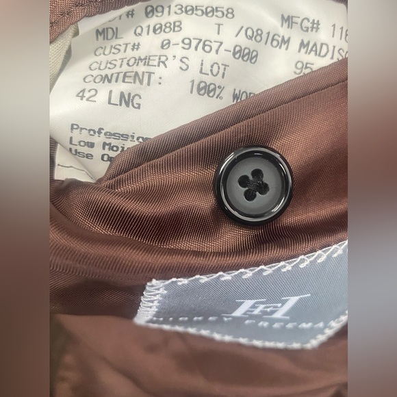 Hickey Freeman Chocolate Brown Three Button Blazer (42L) - Picture 3 of 8